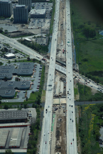 I-90 Road & Bridge Construction aerial